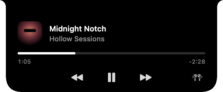 Hollow’s open notch playing music